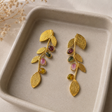 Matrix Textured Plate Earrings – 18K Gold Plated Botanical Vine Drops