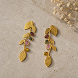 Matrix Textured Plate Earrings – 18K Gold Plated Botanical Vine Drops
