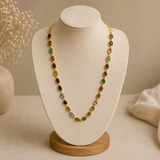 Meridian Continuous Gem Necklace – Gold Plated Tarmuline Station Chain