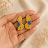 Aegean Abstract Studs – Gold Plated Textured Fluid Face Statement Earrings