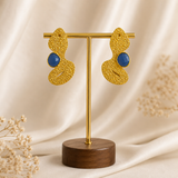 Aegean Abstract Studs – Gold Plated Textured Fluid Face Statement Earrings