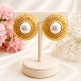 Golden Halo Pearl Studs