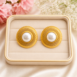 Golden Halo Pearl Studs