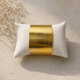 Floral Embossed Cuff Bracelet – Textured Vintage Gold Statement Bangle