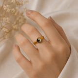 Retro Yin Yang Gilded Signet – Adjustable Enamel Brass Ring
