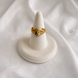 Retro Yin Yang Gilded Signet – Adjustable Enamel Brass Ring