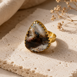 The Volcanic Core Shield Ring – Gold Plated Agate Statement Cocktail Ring
