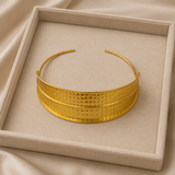 Gilded Empress Hammered Choker – Tiered Gold Plated Brass Statement Collar