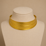 Gilded Empress Hammered Choker – Tiered Gold Plated Brass Statement Collar