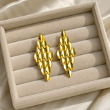 Molten Ribbon Statement Hoops – Textured Gold Plated Geometric Drop Earrings