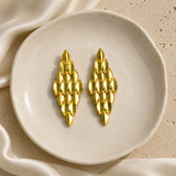 Molten Ribbon Statement Hoops – Textured Gold Plated Geometric Drop Earrings