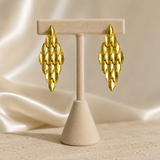 Molten Ribbon Statement Hoops – Textured Gold Plated Geometric Drop Earrings