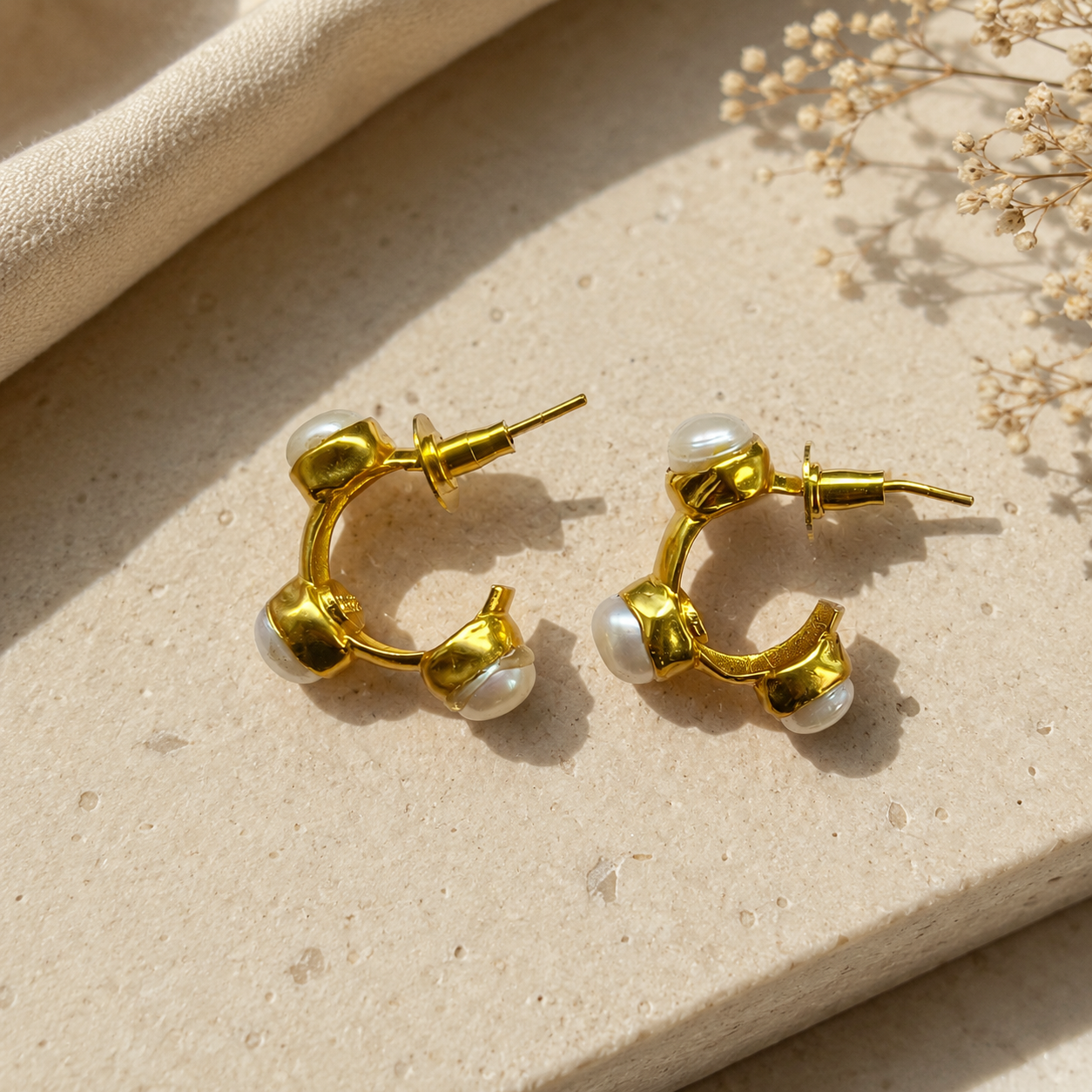 Halo Pearl Hoops