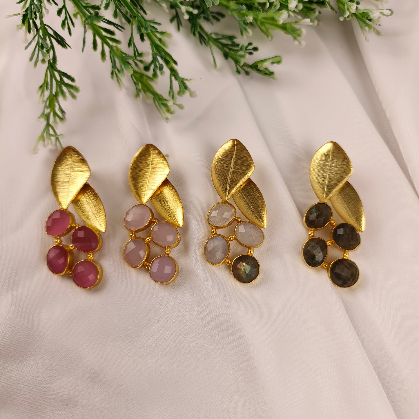 Golden Laurel Berry Statement Earrings – Textured Brass Botanical Drops
