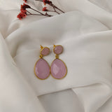 Rose Quartz Teardrop Dangles – Faceted Pastel Pink Gemstone Drop Earrings