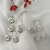 Meadow Cascade Earrings – Silver Plated Textured Botanical Chandelier Drops