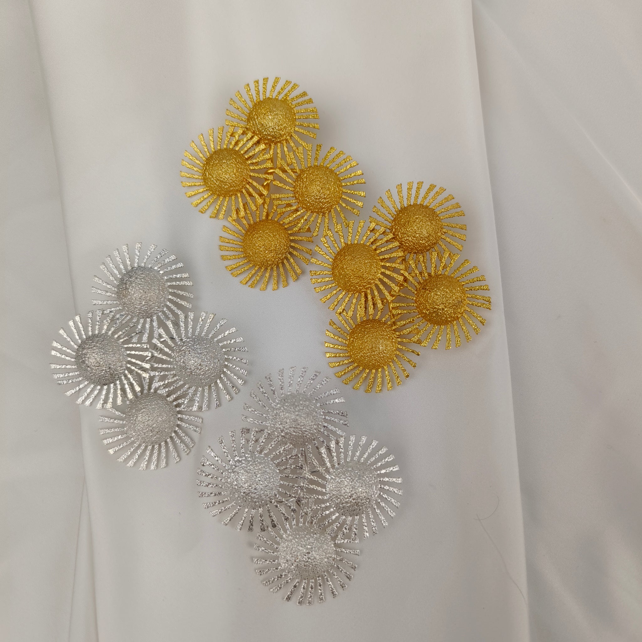Celestial Galaxy Statement Studs – Textured Metallic Sunburst Cluster Earrings