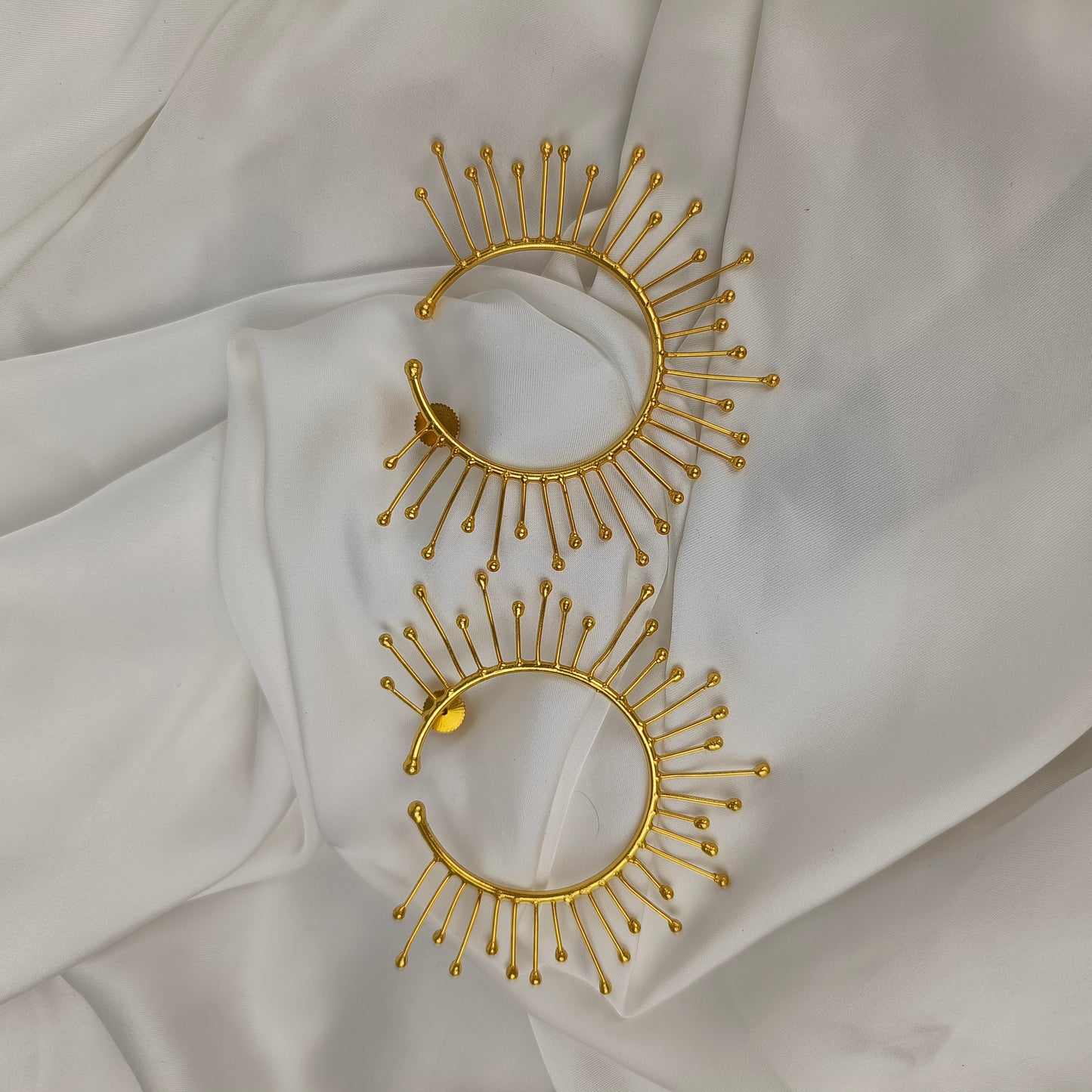 Solaris Sunburst Hoops – Gold Plated Celestial Statement Hoop Earrings