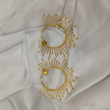 Solaris Sunburst Hoops – Gold Plated Celestial Statement Hoop Earrings