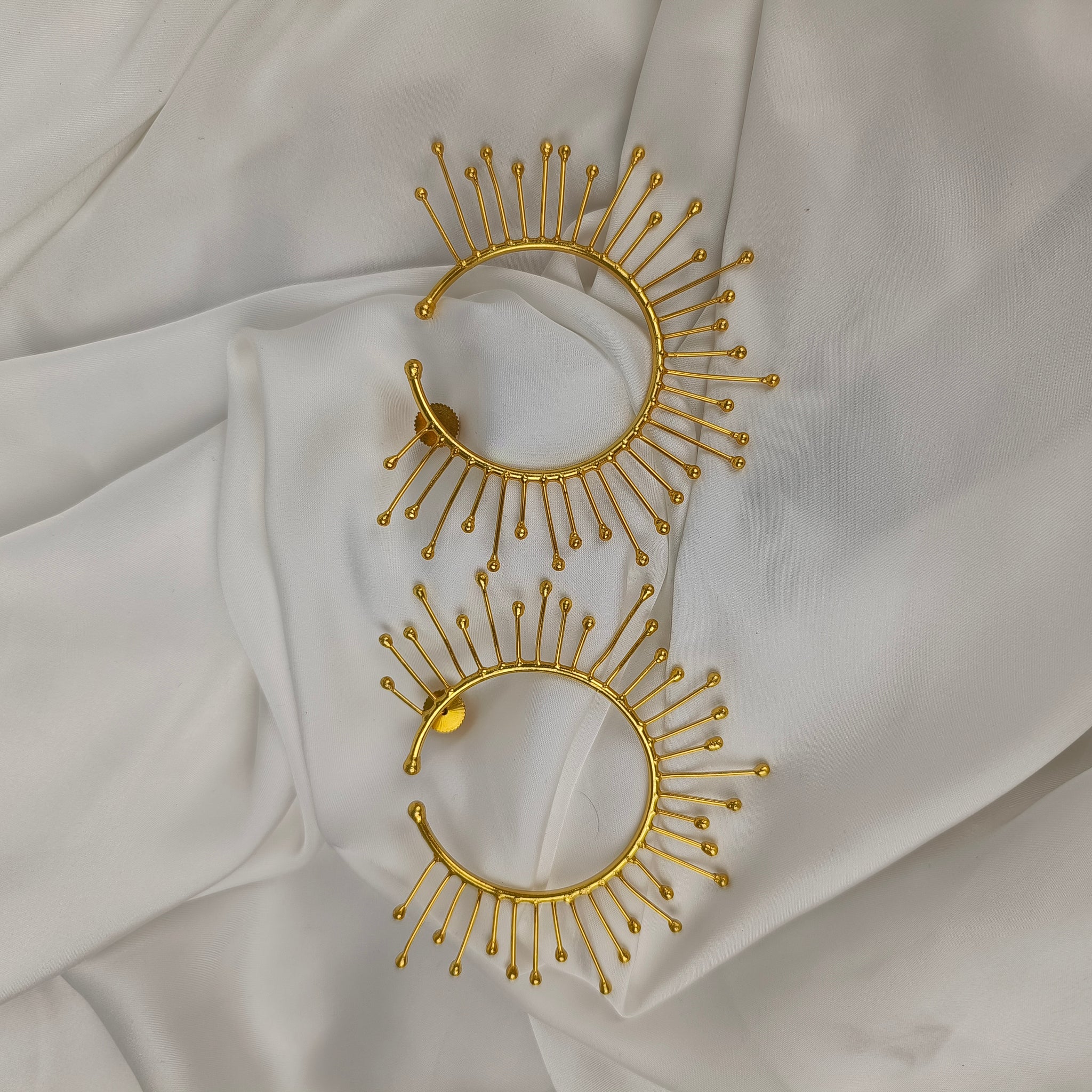 Solaris Sunburst Hoops – Gold Plated Celestial Statement Hoop Earrings