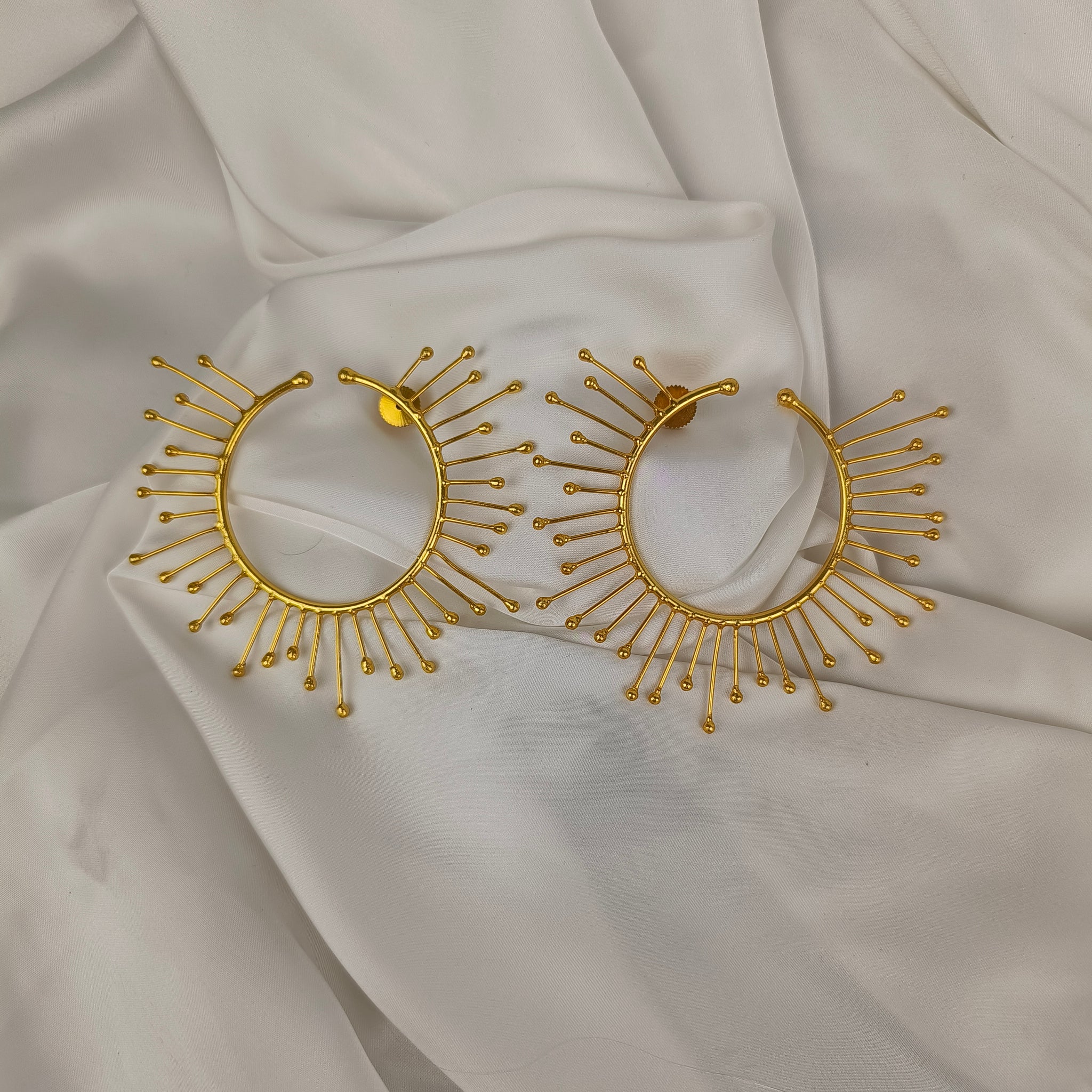 Solaris Sunburst Hoops – Gold Plated Celestial Statement Hoop Earrings