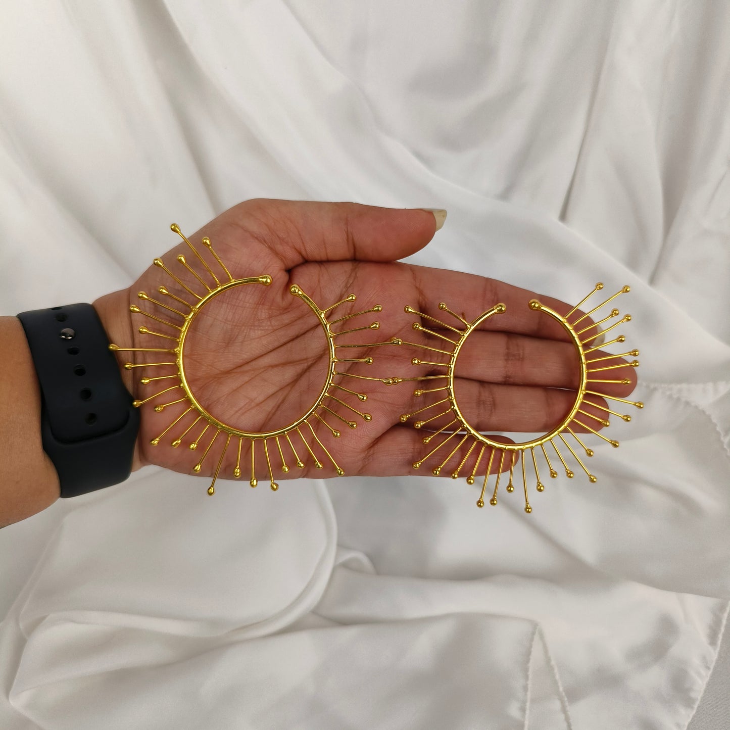 Solaris Sunburst Hoops – Gold Plated Celestial Statement Hoop Earrings