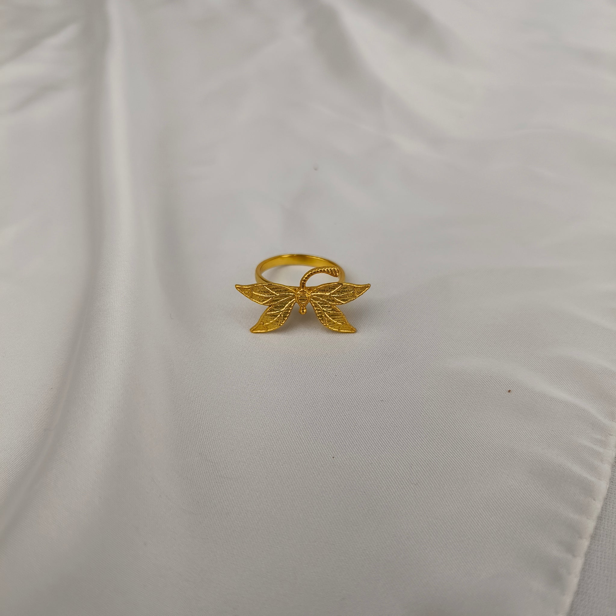 The Monarch Whispering Wing Ring – Gold Plated Brass Filigree Butterfly Ring