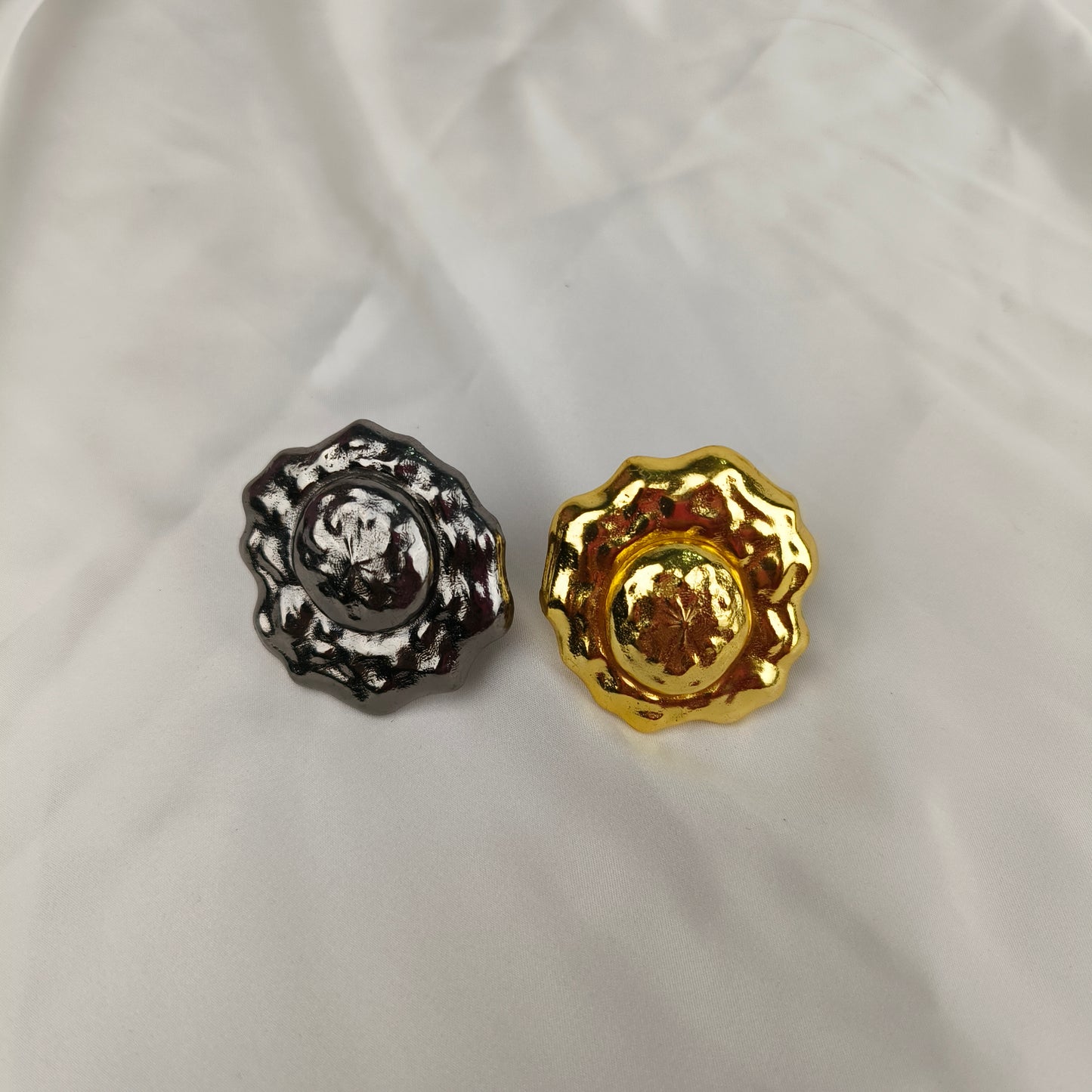 Imperial Horizon Statement Shield Ring – Artisanal Molten Metallic Cocktail Ring