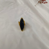 Gothic Eclipse Navette Ring – Gold Plated Sodalite Statement Cocktail Ring