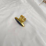 Gothic Eclipse Navette Ring – Gold Plated Sodalite Statement Cocktail Ring