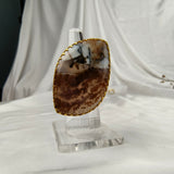 Sienna Wilderness Cocktail Ring – Gold Plated Elongated Scenic Agate Statement Ring