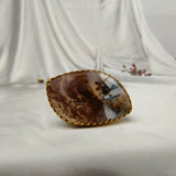 Sienna Wilderness Cocktail Ring – Gold Plated Elongated Scenic Agate Statement Ring