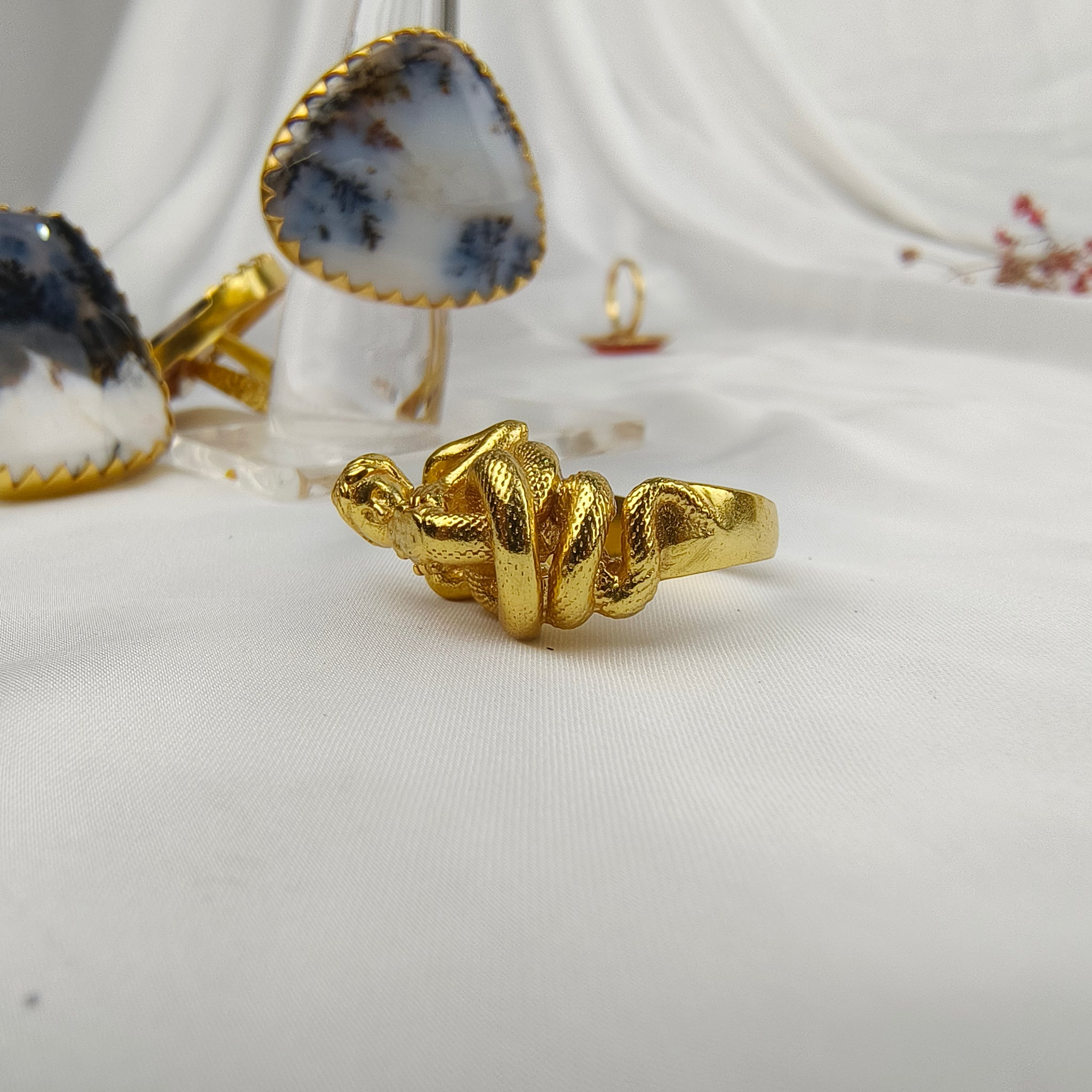 Medusa Serpent Statement Ring – Gold Plated Sculptural Snake Ring