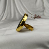 Earth Matrix Round Shield Ring – Gold Plated Moss Agate statement Cocktail Ring
