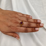 Imperial Ruby Silhouette Ring – Gold Plated Faceted Ruby Glass Statement Ring