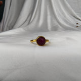 Imperial Ruby Silhouette Ring – Gold Plated Faceted Ruby Glass Statement Ring