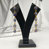 Azure Horizon Linear Dangle Earrings – Gold Plated Periwinkle Stone Statement Drops