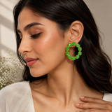 Olive Glow Hoops Earring