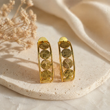 Golden Lattice Hoops Earring