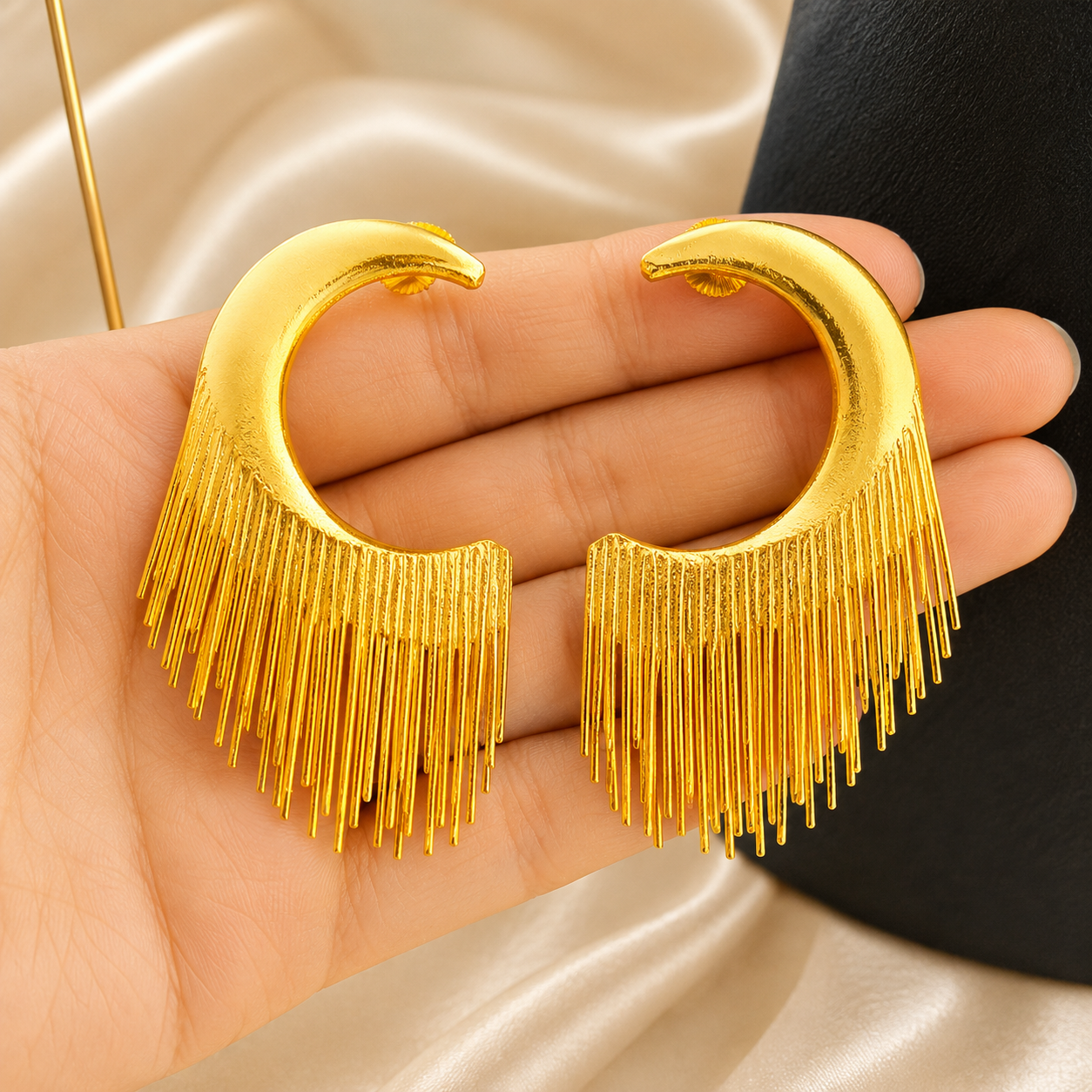 Aurora Fringe Hoops Earrings