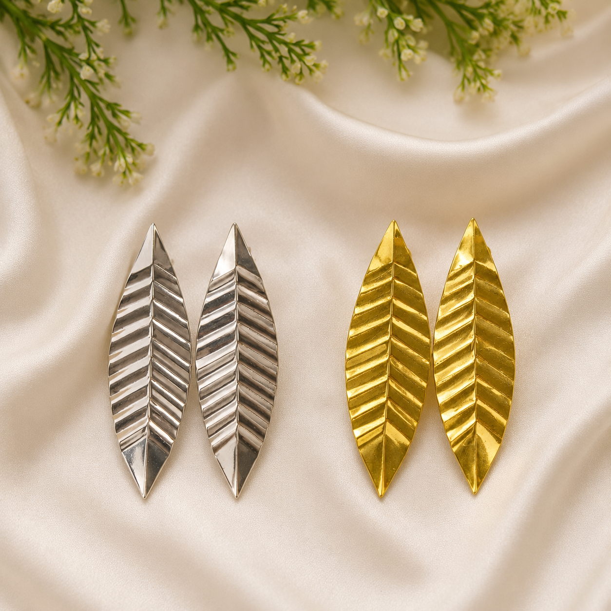 Golden Zephyr Leaves Earrings
