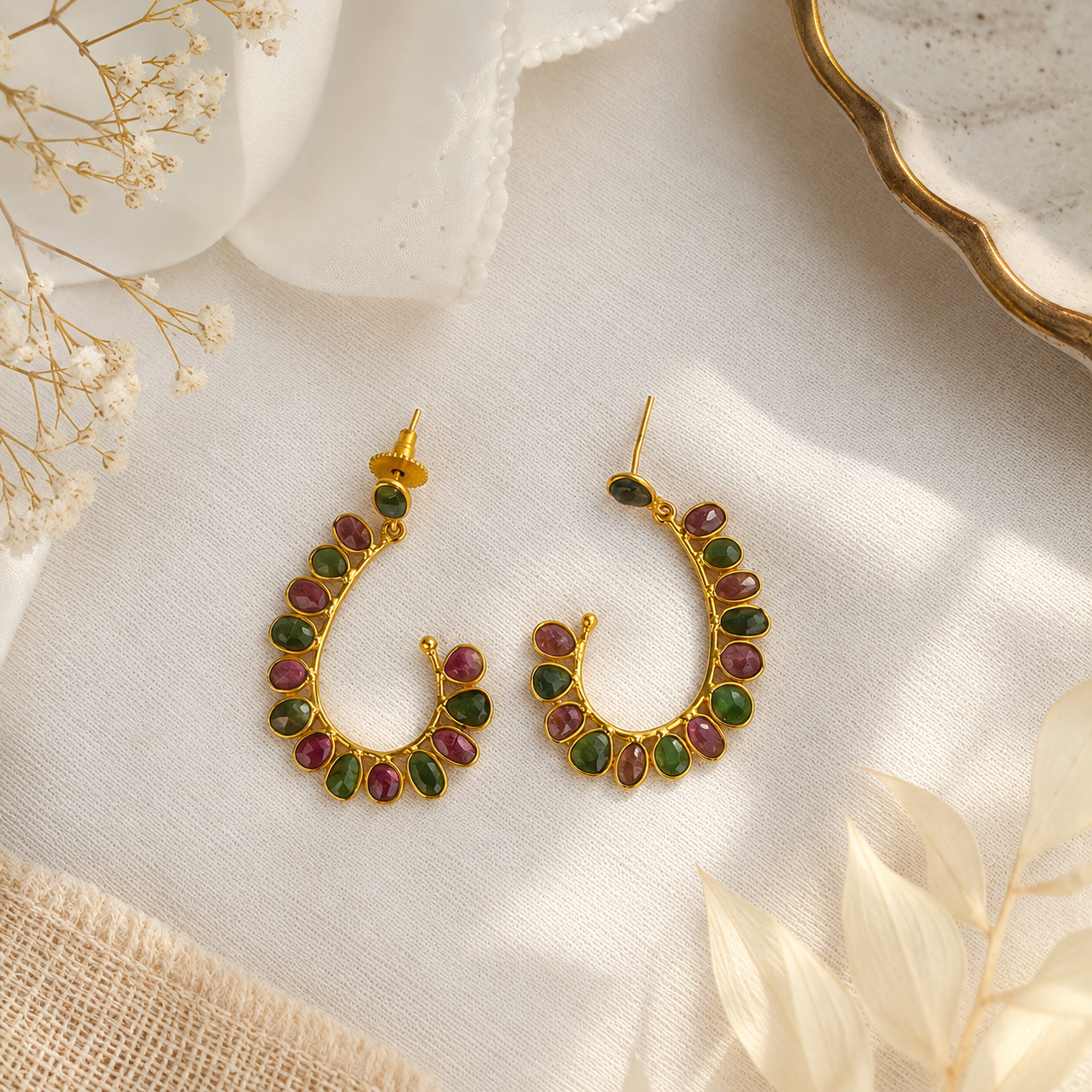 Multicolour Mosaic Crescent Hoops