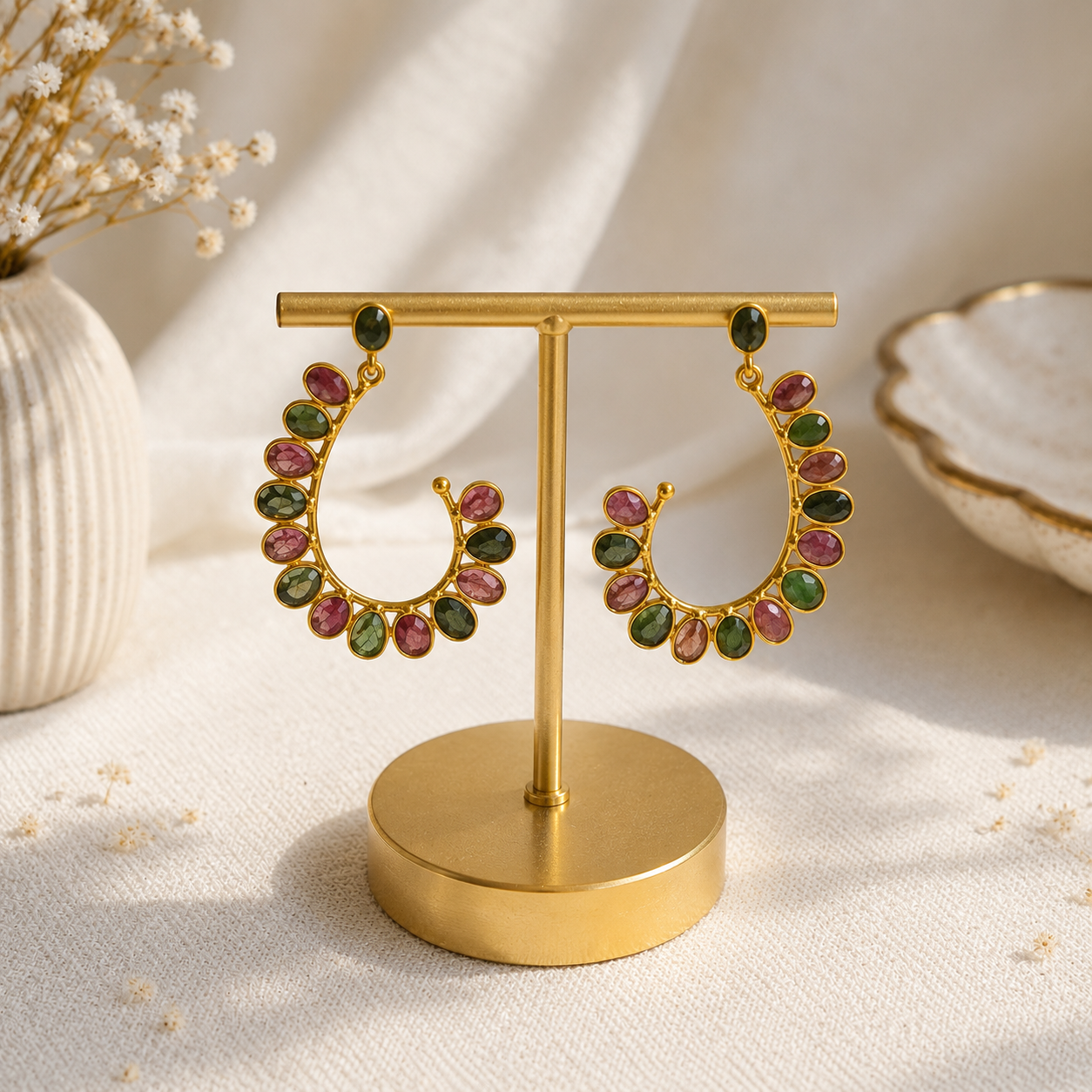 Multicolour Mosaic Crescent Hoops