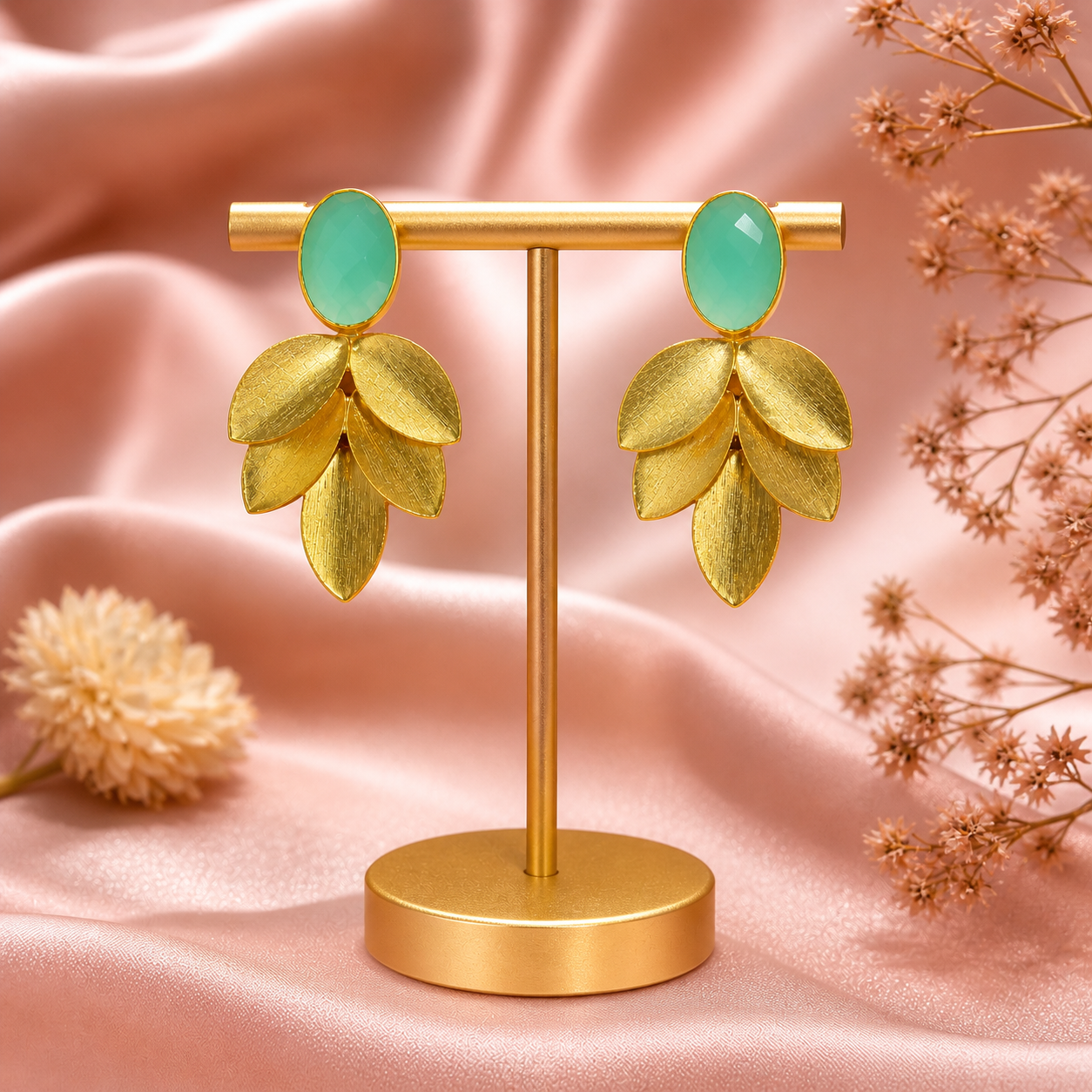 Emerald Leaf Drops Earring