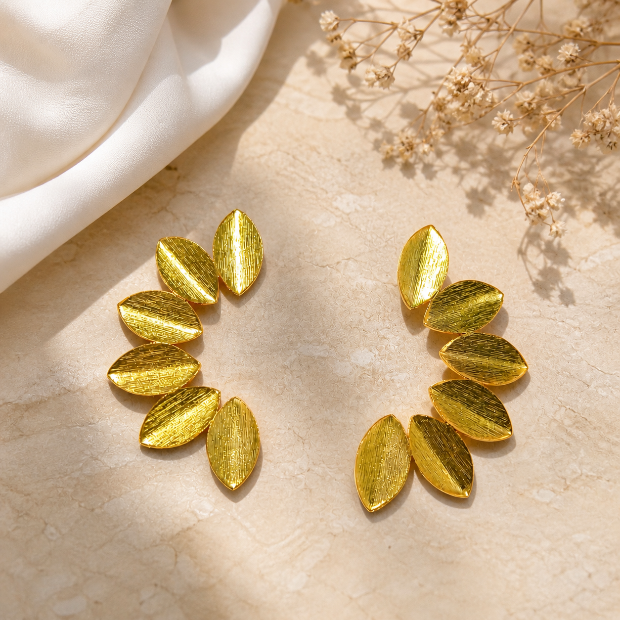 Multiple Elongated Leaf Earring