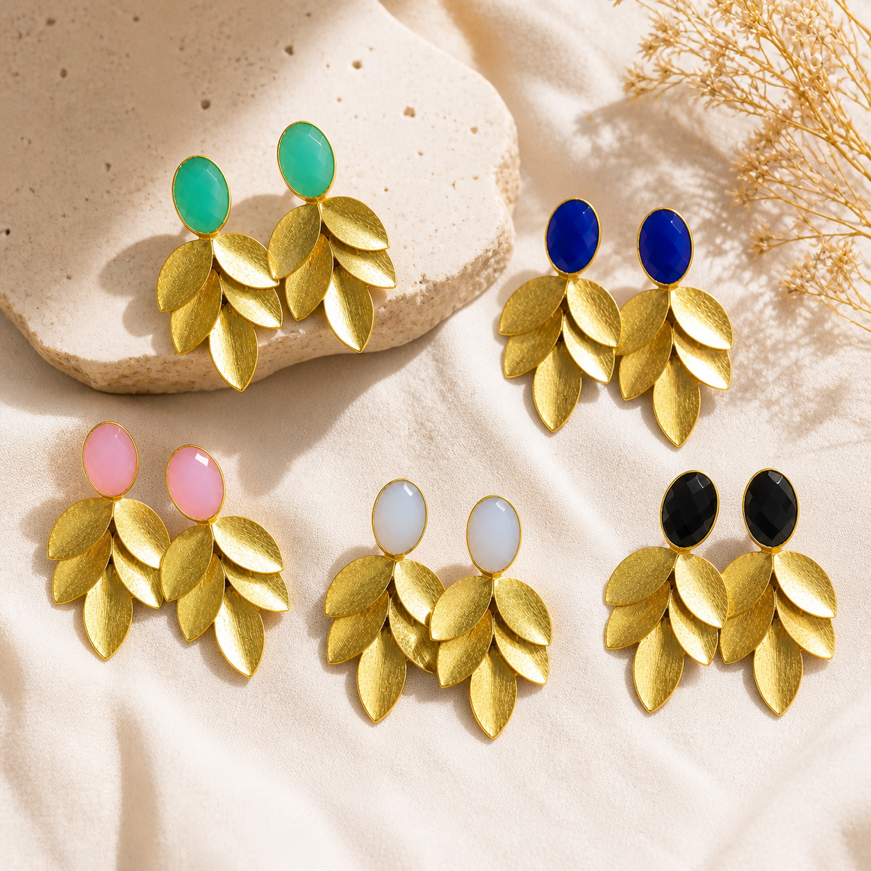 Emerald Leaf Drops Earring