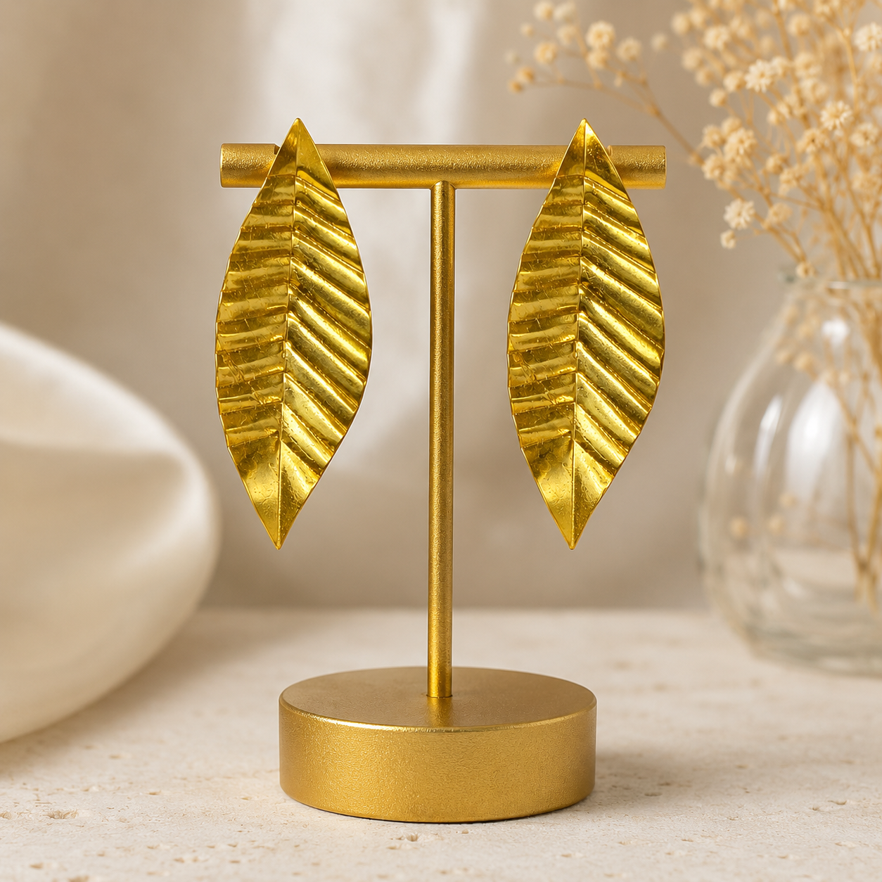 Golden Zephyr Leaves Earrings