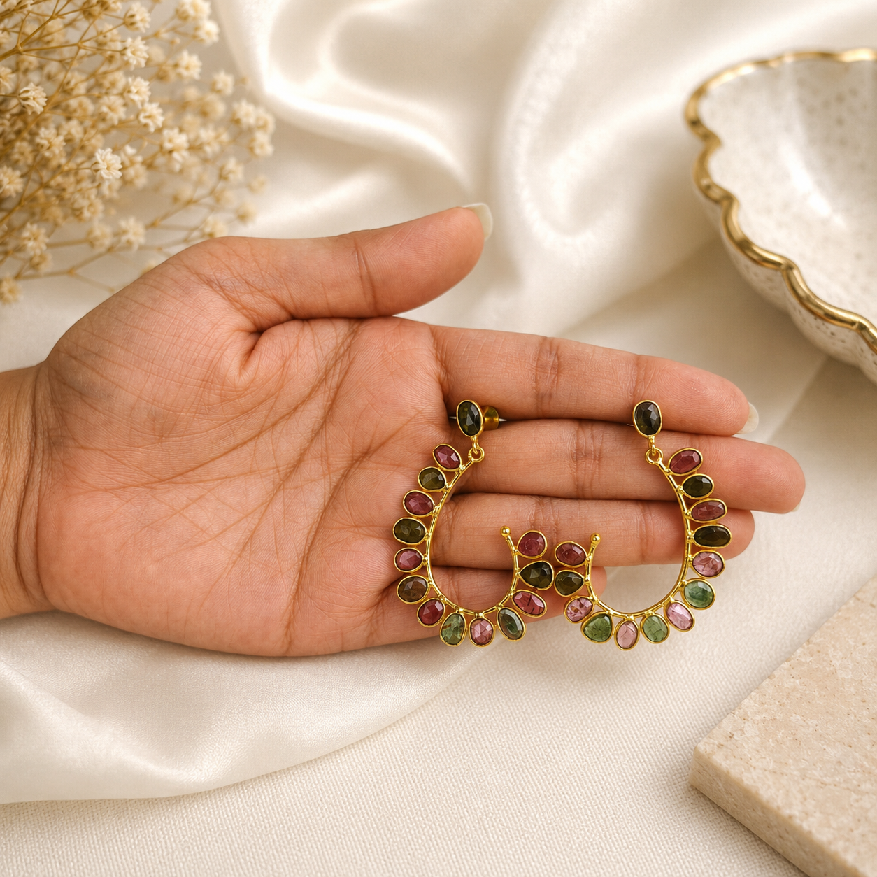 Multicolour Mosaic Crescent Hoops