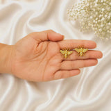 The Honeybee Petite Studs – Gold Plated Delicate Insect Statement Earrings