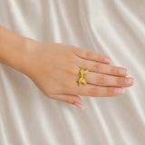 The Monarch Whispering Wing Ring – Gold Plated Brass Filigree Butterfly Ring